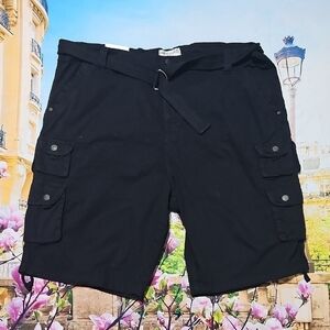 Free Planet Belted Black‎ Cargo Shorts Size 46 NWT